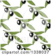 Poster, Art Print Of Seamless Background Pattern Of Black Olives And Green Leaves 3
