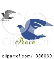 Poster, Art Print Of Blue And Dark Gray Flying Doves
