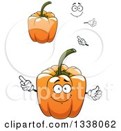 Poster, Art Print Of Cartoon Face Hands And Orange Bell Peppers