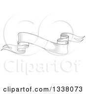 Clipart Of A Vintage Black And White Engraved Styled Blank Ribbon Banner 7 Royalty Free Vector Illustration