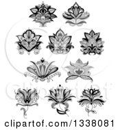 Poster, Art Print Of Black And White Henna And Lotus Flowers 19