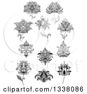 Poster, Art Print Of Black And White Henna And Lotus Flowers 20