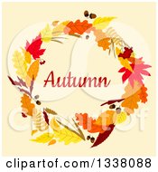 Poster, Art Print Of Colorful Autumn Leaf Wreath With Text 6