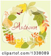 Poster, Art Print Of Colorful Autumn Leaf Wreath With Text 4