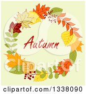 Poster, Art Print Of Colorful Autumn Leaf Wreath With Text 3