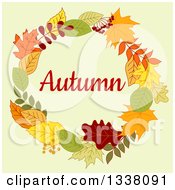 Poster, Art Print Of Colorful Autumn Leaf Wreath With Text 5