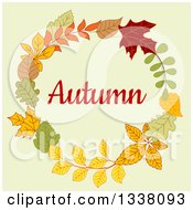 Poster, Art Print Of Colorful Autumn Leaf Wreath With Text 8