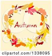 Poster, Art Print Of Colorful Autumn Leaf Wreath With Text