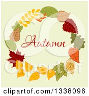 Poster, Art Print Of Colorful Autumn Leaf Wreath With Text 9