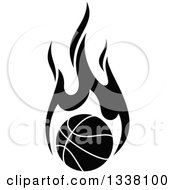 Poster, Art Print Of Flaming Black And White Basketball