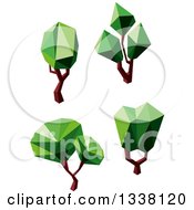Clipart Of Low Poly Geometric Trees 4 Royalty Free Vector Illustration