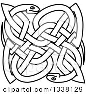 Clipart Of Lineart Celtic Knot Snakes Royalty Free Vector Illustration