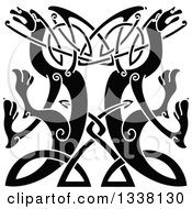 Clipart Of Black Celtic Knot Dragons 7 Royalty Free Vector Illustration
