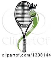 Poster, Art Print Of Flying Crowned Tennis Ball And Racket