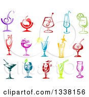 Clipart Of Colorful Cocktail Beverage Drinks Royalty Free Vector Illustration