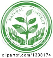 Seedling Plant Over Green Hands Natural Product Label