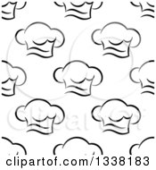 Clipart Of A Seamless Pattern Background Of Black And White Chef Hats 2 Royalty Free Vector Illustration