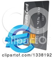 Poster, Art Print Of Gray Credit Card With A Blue Euro Currency Symbol