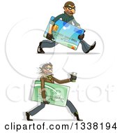 Poster, Art Print Of White Male Hacker Identity Thieves Carrying Credit Cards And Cash