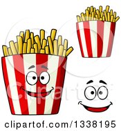 Poster, Art Print Of Cartoon Face And Striped Containers Of French Fries