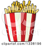 Clipart Of A Cartoon Striped Container Of French Fries Royalty Free Vector Illustration