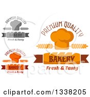 Clipart Of Muffin Wheat And Bread Bakery Designs With Text Royalty Free Vector Illustration