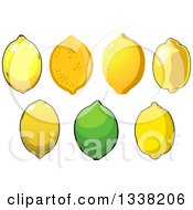 Clipart Of A Cartoon Lime And Lemons Royalty Free Vector Illustration