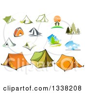 Poster, Art Print Of Camping Scenes And Tents