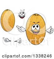 Clipart Of A Cartoon Face Hands And Cantaloupe Melons Royalty Free Vector Illustration