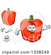 Clipart Of A Cartoon Face Hands And Red Paprika Bell Peppers Royalty Free Vector Illustration