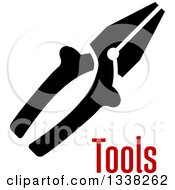 Black Pair Of Pliers Over Tools Text