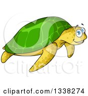 Poster, Art Print Of Cartoon Happy Sea Turtle