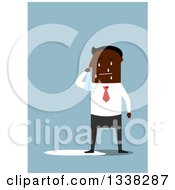Poster, Art Print Of Flat Design Black Businessman Crying Over Blue
