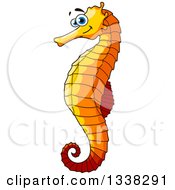 Poster, Art Print Of Cartoon Orange Seahorse