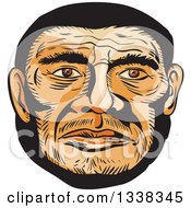 Poster, Art Print Of Sketched Or Engraved Neanderthal Mans Face