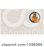 Clipart Of A Retro Male Construction Worker Giving A Thumb Up In A Circle And Taupe Rays Background Or Business Card Design Royalty Free Illustration