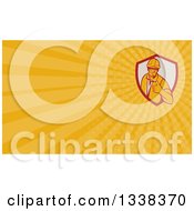 Clipart Of A Retro Male Construction Worker Giving A Thumb Up In A Shield And Yellow Rays Background Or Business Card Design Royalty Free Illustration