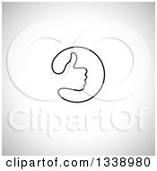 Poster, Art Print Of Black And White Thumb Up Like App Icon Design Element Over Gray Shading 2