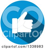 Clipart Of A Flat Design White Thumb Up Like In A Round Blue App Icon Design Element Royalty Free Vector Illustration