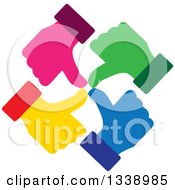 Poster, Art Print Of Circle Of Colorful Thumb Up Like Hands