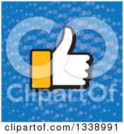 Poster, Art Print Of Yellow Cuffed Thumb Up Like Hand Over Blue With Dots App Icon Design Element