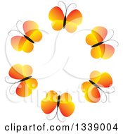 Poster, Art Print Of Circle Of Gradient Orange Butterflies