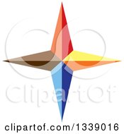 Clipart Of A 3d Geometric Colorful Star Or Cross Royalty Free Vector Illustration