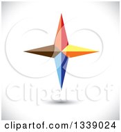 Clipart Of A 3d Floating Geometric Colorful Star Or Cross Over Gray Shading Royalty Free Vector Illustration by ColorMagic