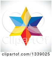 Poster, Art Print Of 3d Colorful Geometric Star Over Gray Shading