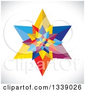 Poster, Art Print Of 3d Colorful Geometric Star Over Gray Shading 2
