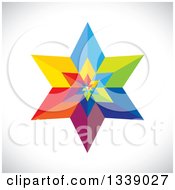 Poster, Art Print Of 3d Colorful Geometric Star Over Gray Shading 3