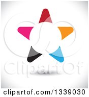 Clipart Of A Colorful Star Over Gray Shading 2 Royalty Free Vector Illustration