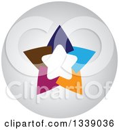 Clipart Of A Colorful Star Round Shaded App Icon Design Element 5 Royalty Free Vector Illustration