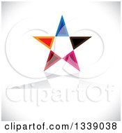 Clipart Of A Colorful Star Over Gray Shading Royalty Free Vector Illustration